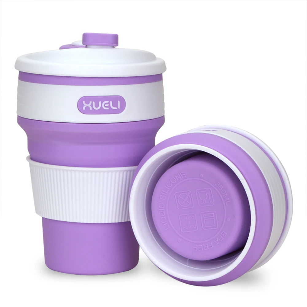 
Custom12oz Collapsible Folding Water Drinking Tumbler Silicone Foldable plastic coffee mug 