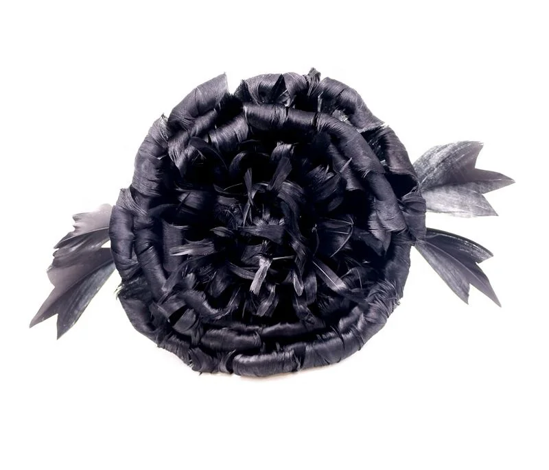 Ladies Royal Black Hair Winter Wedding Feather Flower Womens Christmas DIY Sinamay Fascinator Hats Decoration For Ladies