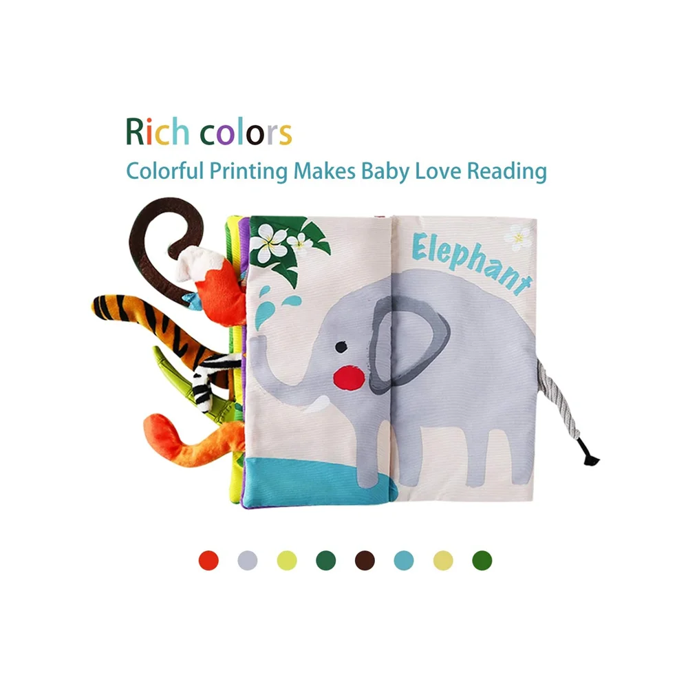 custom soft durable creative Touch and Feel Crinkle Jungle Tails Cloth Books for Babies Infants Toddler