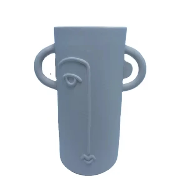 Nordic Rustic Decoration  Clay Pottery Flower Vase Minimalism Small Ceramic Bud Vase with Face design