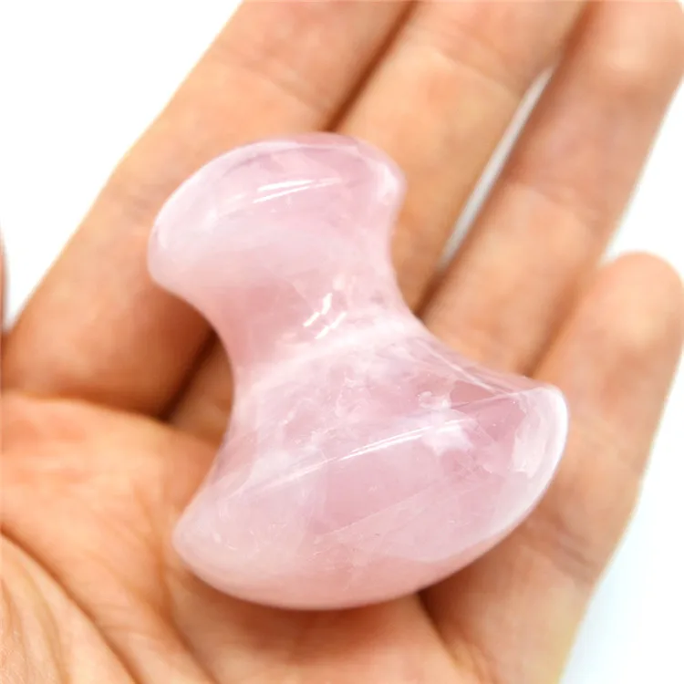 2020 New Handmade Natural Rose Quartz Mushroom Shaped Gua Sha Stone for Beauty SPA Relaxing Mushroom Massage Stone