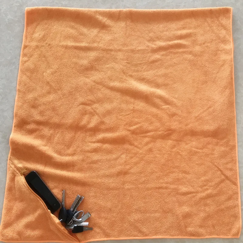 Soft and absorbent microfiber swimming towel gym towel with pocket