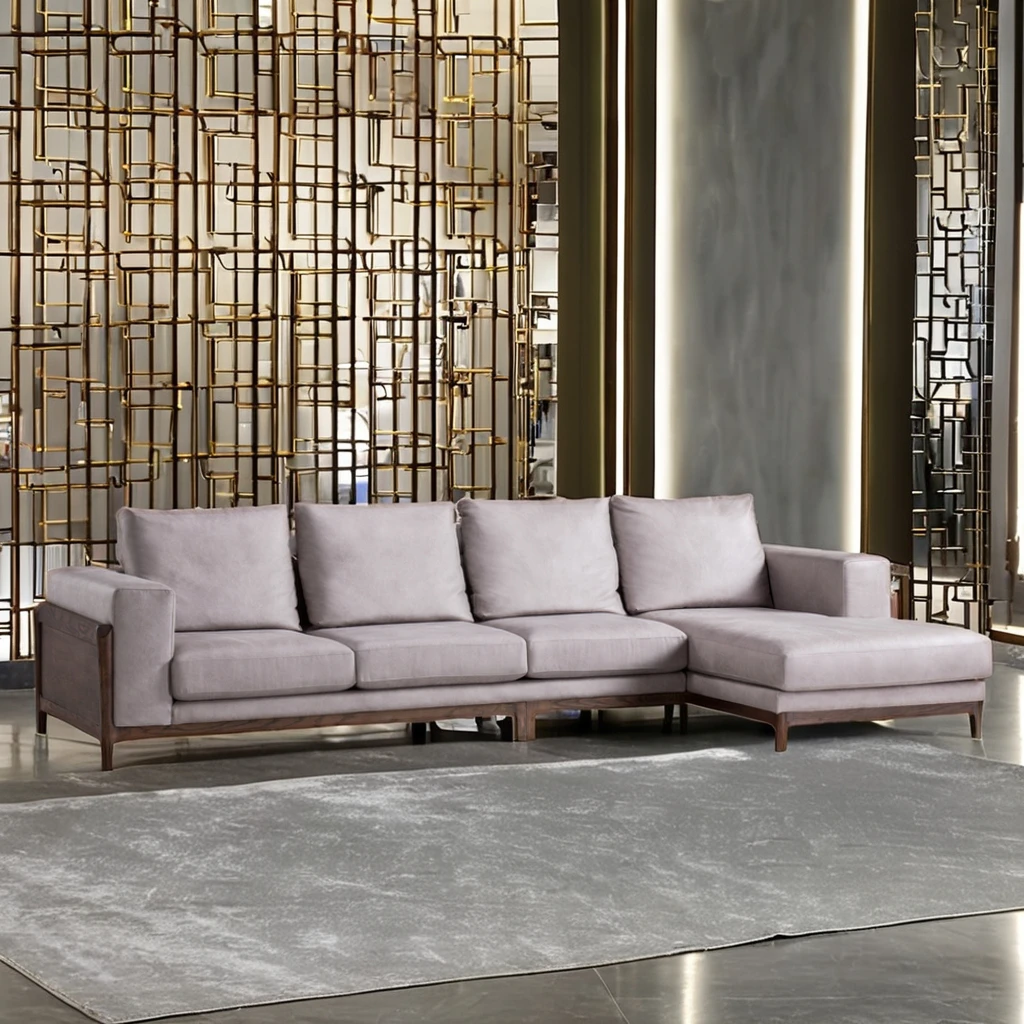 Huahe HK16031 Living Room Furniture Set ISOLA Simple Modern Italian Solid Wood Corner Sofa & Concubine Bed Durable Stylish Sofas