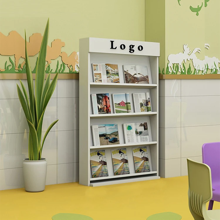 Floor type magazine and newspaper rack 3 layers drawing display office information folder