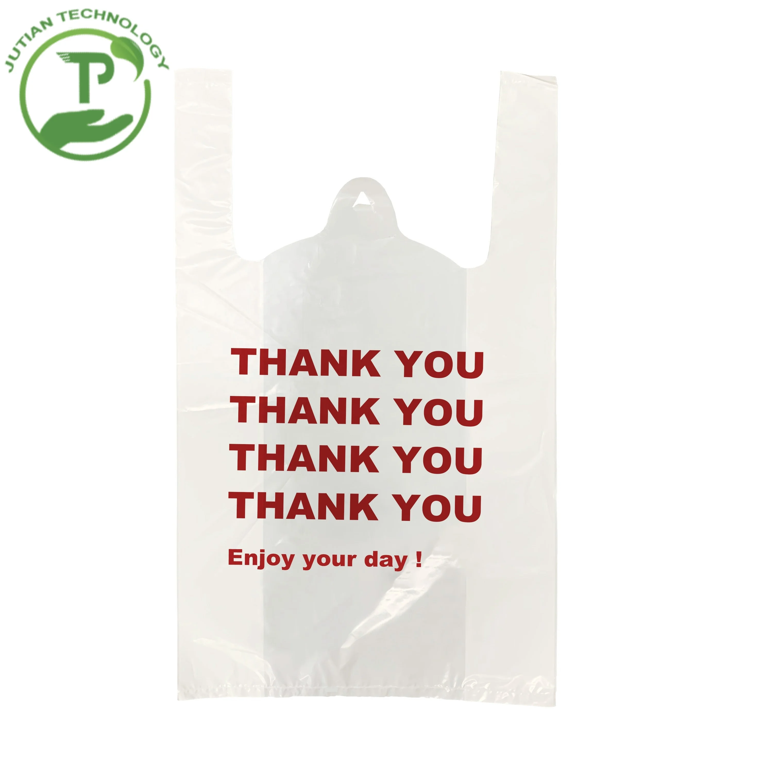 Clear thankyou plastic bag food takeaway bags for catering restaurant packaging