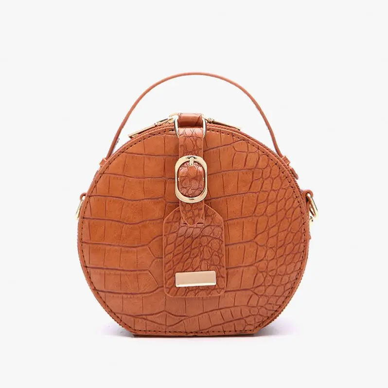 2007 Crocodile Pattern PU Leather Round Crossbody Bags For Women 2020 Mini Shoulder Handbags Lady Luxury Totes Purses