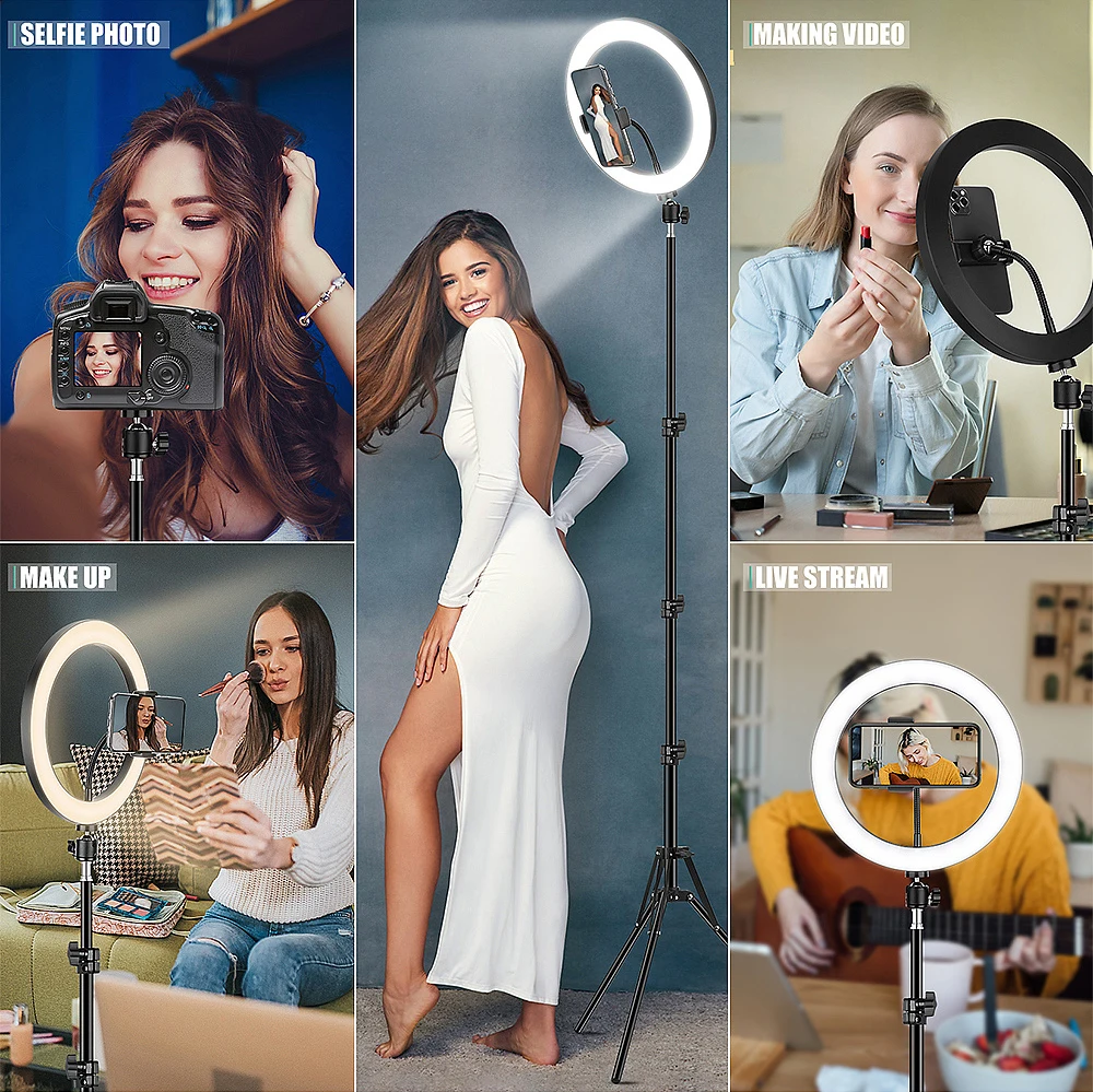 16 inch YQ 420A YQ420B Ring Light with Phone Clip Holder Stand Selfie Colorful Ring Lamp tripod stand for makeup,photography