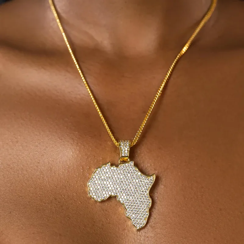 Hip Hop Jewelry Pass Diamond Tester Cool Bling Iced Out D Color VVS Moissanite Diamond Africa Map Pendant For Chain Men Women