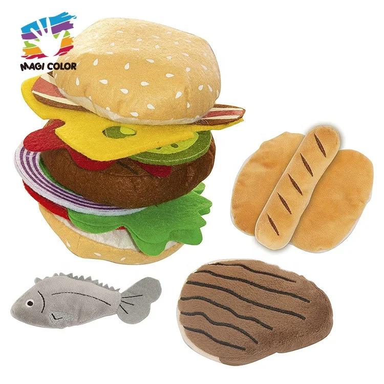 High Quality Kitchen Cooking Play Set DIY Soft Felt Hamburger Toys For Kids W10D702
