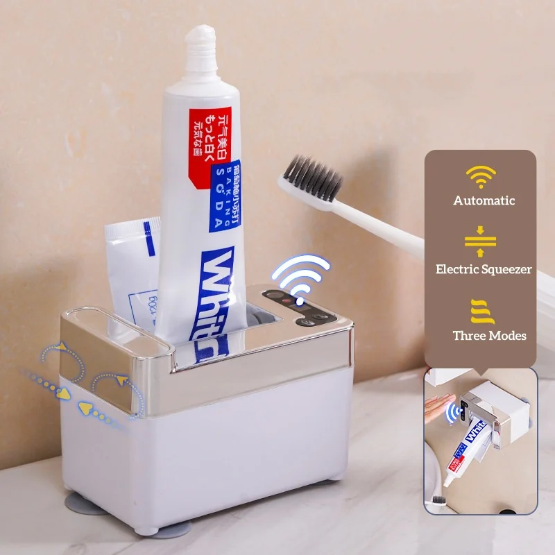 Kingze Bathroom Accessories No Drilling Smart Toothpaste Squeezer Automatic Toothpaste Dispenser