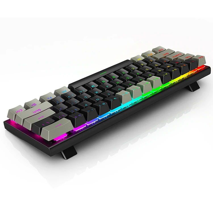 Проводная клавиатура для компьютера 60 процентов синий переключатель RGB подсветкой 61keys