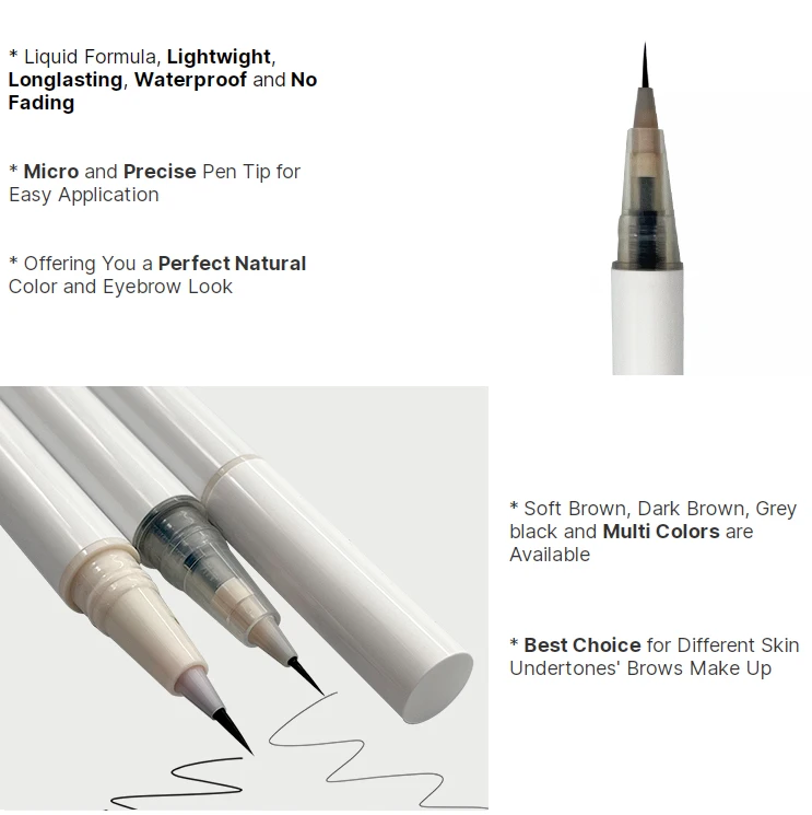 Best Selling very Fine Tip Liquid Eye Brow Pen Waterproof Makeup Private Label Custom Brow Eyebrow Pen