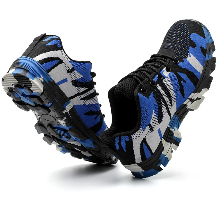 fashional camouflage steel toe breathable anti-pierce knit factory work shoes sneaker man and women
