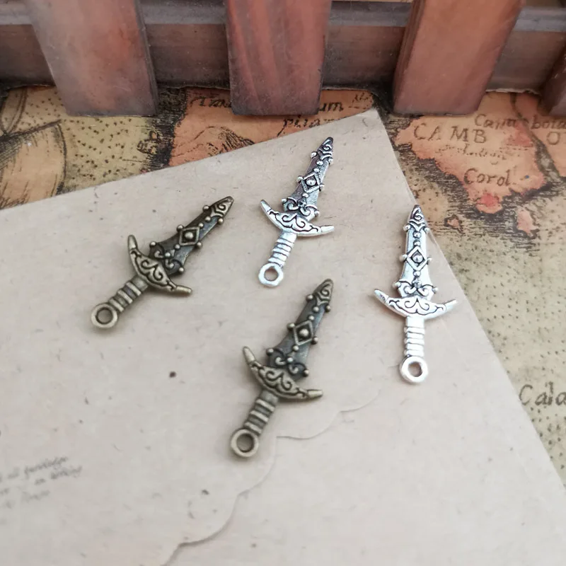 SC Sword Charms Necklace Goth Boy Pendant Necklace DIY Handmade Accessories Sword Pendant Necklace Bracelet for Men Women