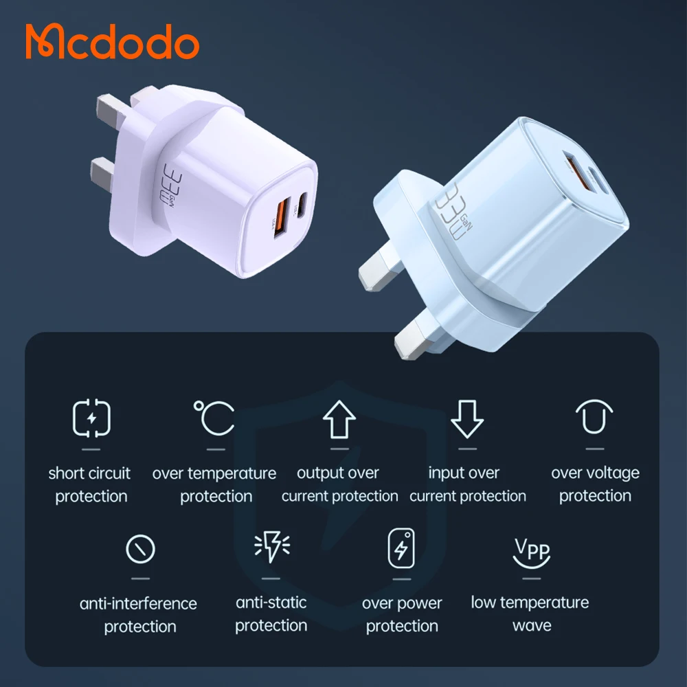 NEW UK Plug Mini 33W 30W USB C Charger Colorful Travel PD PPS Charger Block Dual Ports Type-C + USB Wall Adapter