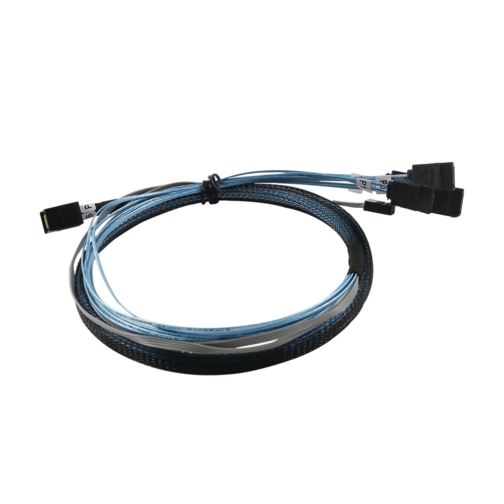 High Speed PC Computer Motherboard SAS Cable HD Mini SAS SFF8643 4i/8i to 4 SATA 7pin & 8 Pin Power Supply  Hard Disk  Drive