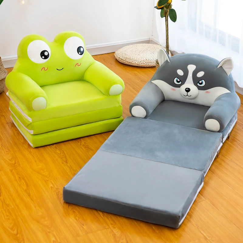 Baby Seat Little Animal Plush Folding Kids Sofa Little kids Flip Out Sofa Skin Friendly Kids Sofa