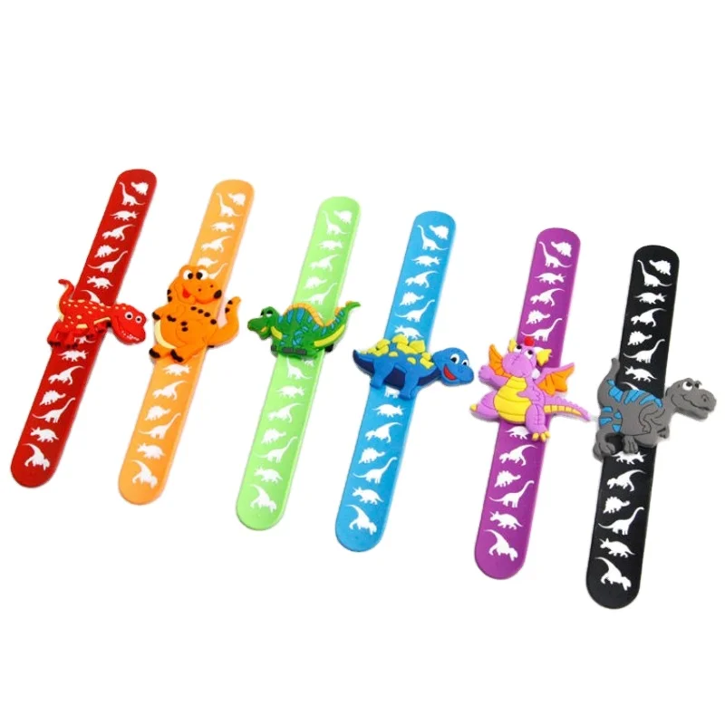 Недорогой силиконовый милый динозавр, животные, Хлопушка, Круглый браслет на запястье, браслет Paipai для детей