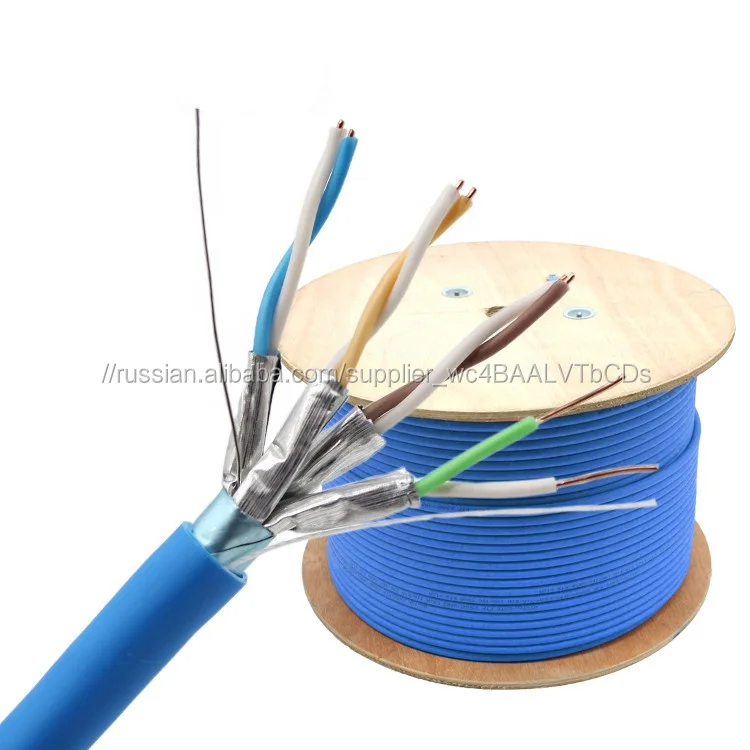 Кабель связи FTP F/FTP двойной слои Al фольга экранированный голые медь 23awg 4 пары ethernet cat6a кабель 305 м