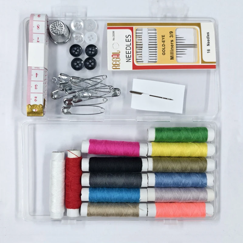 High Quality 49 pcs Portable Plastic Sewing Kit DIY Handmade Craft Sewing Bag Box Set for Travel for Christmas & Halloween Gift