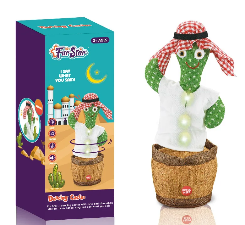 Hot Sale cactus dancing plush toy with light Recording Repeater Talking Singing Dancing Cactus