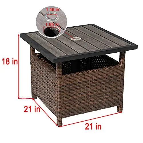Danlong Patio Umbrella Stand All Weather Wicker Rattan Umbrella Table Garden Furniture Deck Pool Table