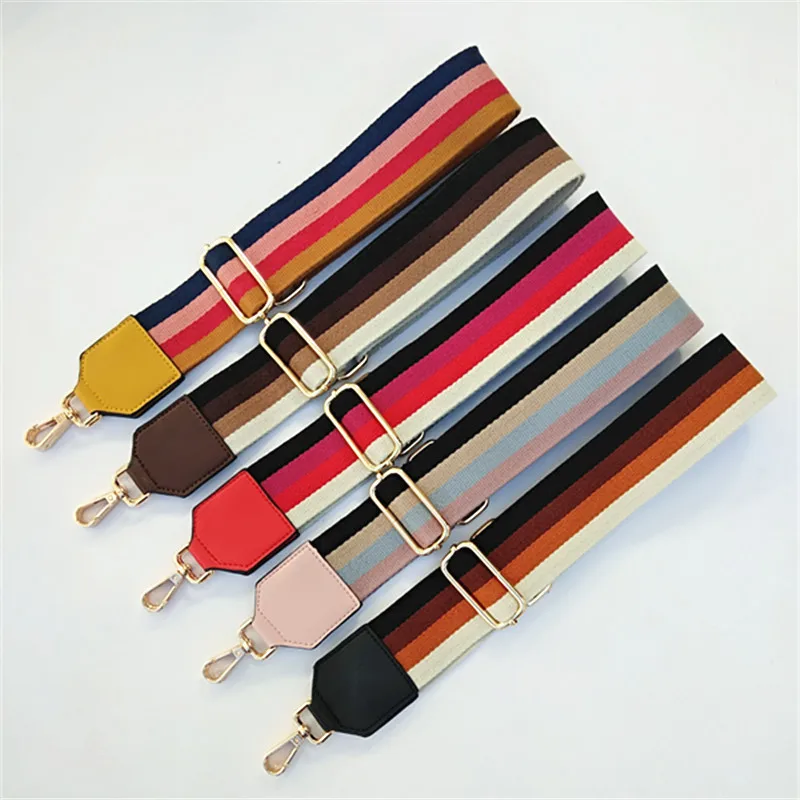 Hot Selling Canvas Wide Adjustable Rainbow Colorful Handbag Strap Webbing Shoulder Bag Straps