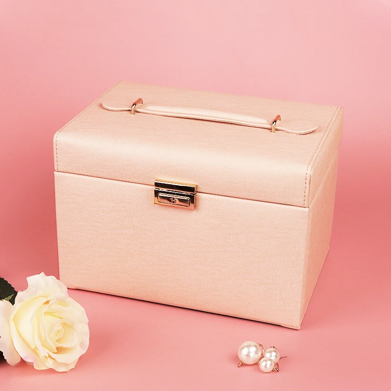 
Multifunctional Pink Makeup box Jewellery Organizer box Travel Jstorage case for ring earring necklace gift packaging Boxes 