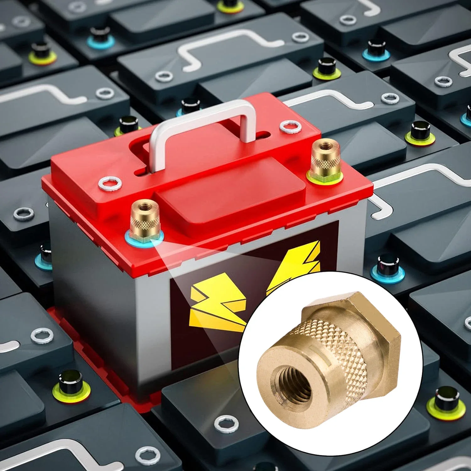 Heavy Duty M6 M8 M10 Auto Car Front H59 Brass Lithium Battery Post Pole Terminal Connectors Adapters with Stainless Steel Screws