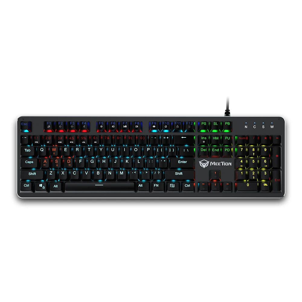 MEETION MT-MK007 LED Backlit Ergonomically Designed Multimedia Keys 104-key Full-size Mechanical Keyboard