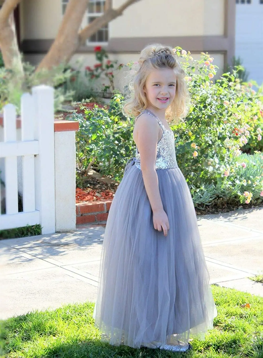 Supply High Quality Elegant Tulle Beautiful Formal Ruffle Sequins Blue Fairy Long Maxi Tutu Dresses With Bow