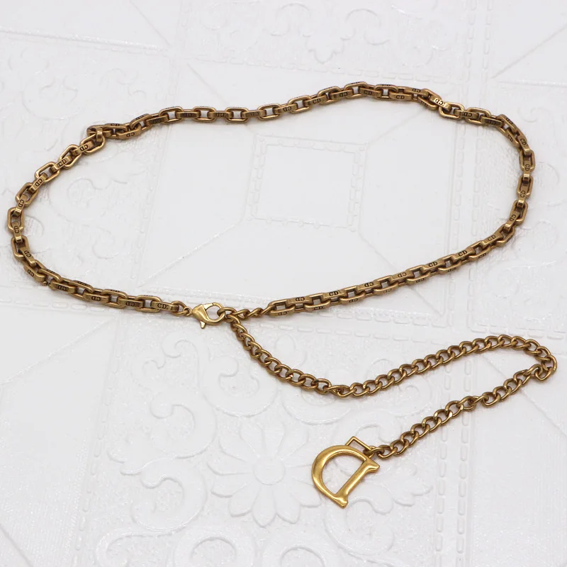 Цепочка с буквой D, тонкая цепочка на талию без пузырей, не ржавеет, не окисляется, модный ретро пояс на талию, пояс для женщин