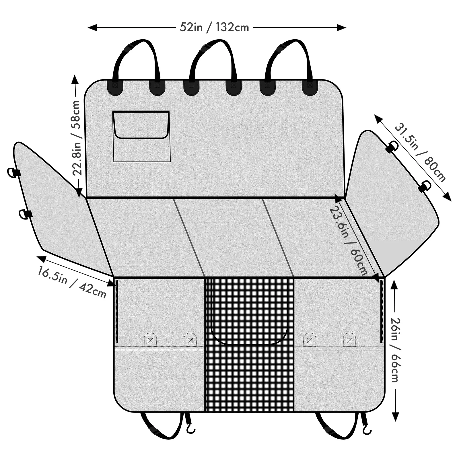 Water Resistant Dog Car Seat Cover Pet Hammock with Mesh Barrier Front Section