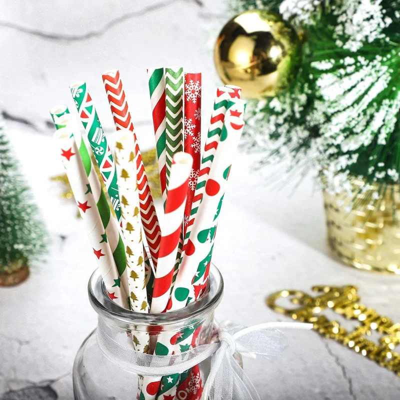 Factory wholesale disposable biodegradable paper straws for holiday parties