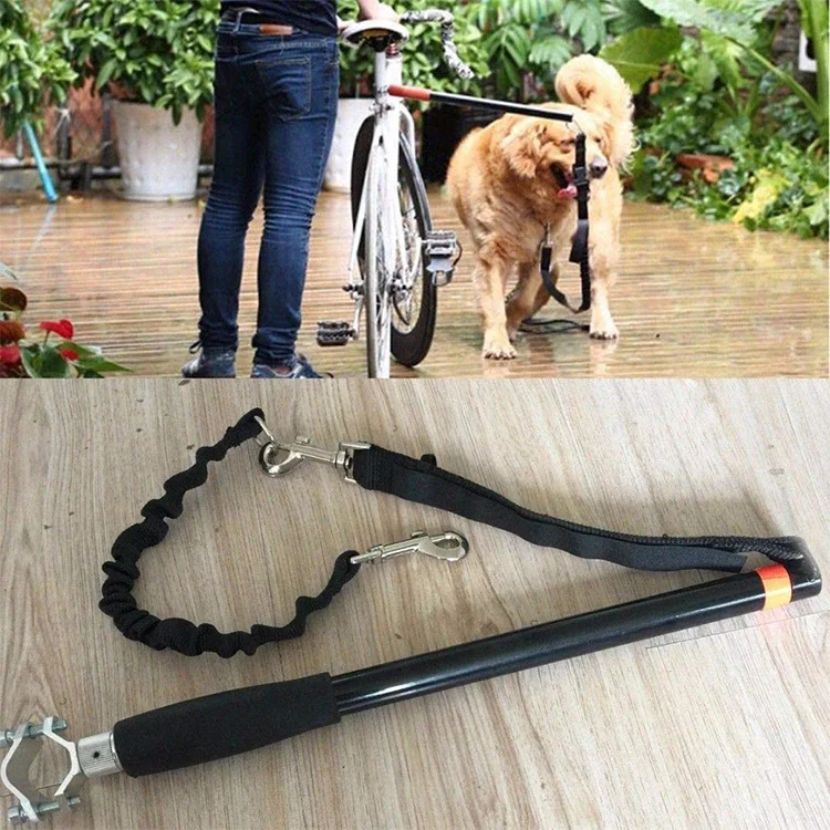 Stainless Steel Biking Dog Leash Hands Free Dog Training Bicycle Nylon Retractable Leashes with Leads