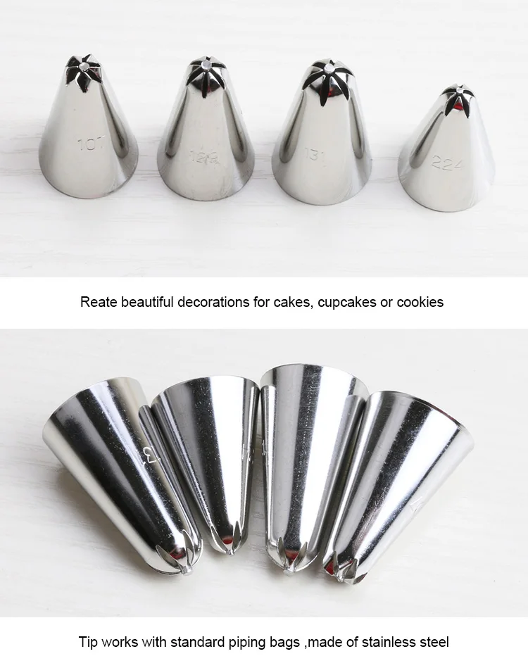 Stainless Steel Cake Decorating Icing Piping Russian Nozzle Tulip Flower Shape Cream Pastry Tips Nozzle