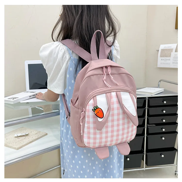 Kindergarten baby wholesale nylon breathable backpack cartoon cute rabbit ears schoolbag backpack