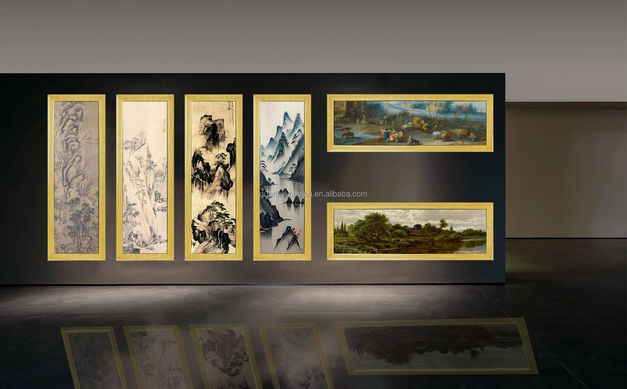 Modern Wooden Long Bar LCD Screen for Trade Shows Dynamic LCD Display for Effective Advertising and Stunning Art Expositions