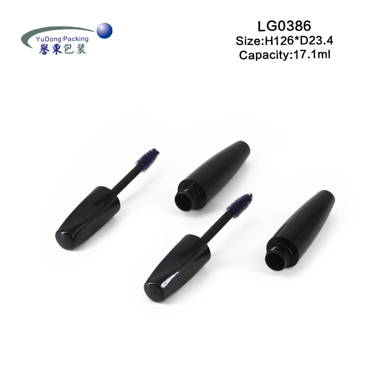 Оптовая продажа, черная индивидуальная торговая марка, косметические пластиковые пустые туши для ресниц, контейнер, упаковка с кисточкой