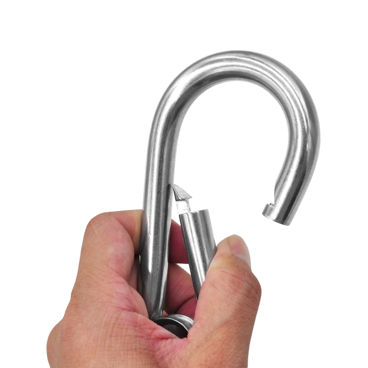 
5*50mm Snap Hook Stamped D-Ring Stainless Spring Steel Climbing Carabiner 
