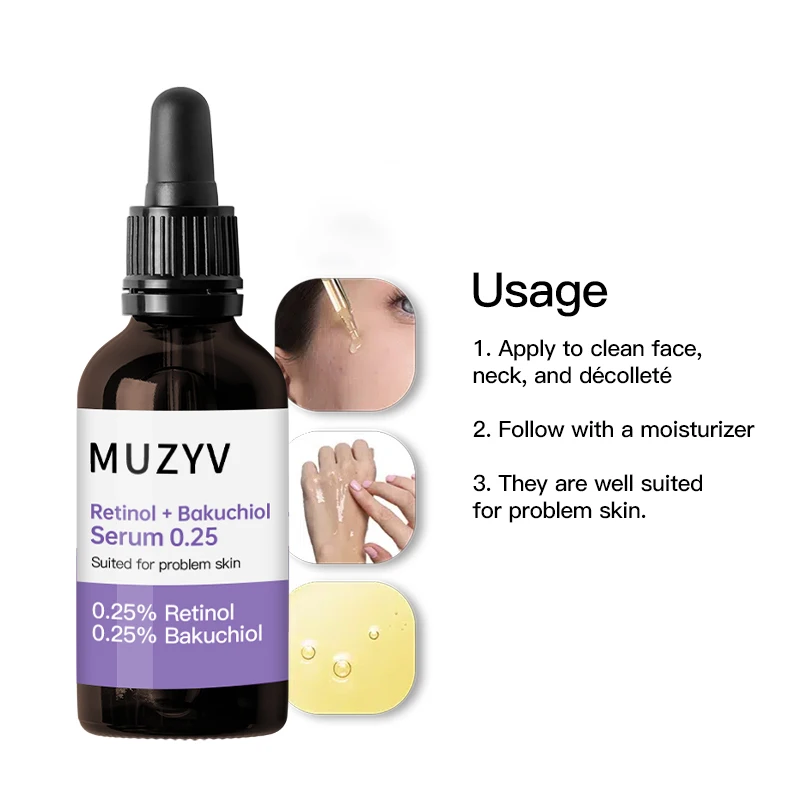 Private label bakuchiol serum natural anti aging night retinol serum for sensitive skin