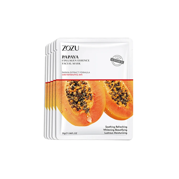 Wholesale Fruit Skin Care Moisturizing Collagen Whitening Coconut Papaya Avocado Red pomegranate VC Sheet Facial Mask Korean