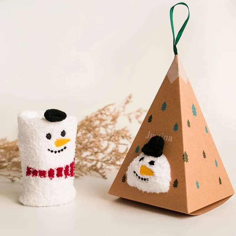 Coral Velvet 3D Stockings Sublimation Embroidery Cozy Unisex Cute Anime Design Deer Fluffy Sleep Christmas Sock With Gift Box