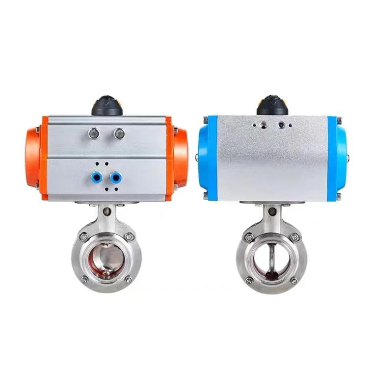Санитарный 1,5 Дюймовый санитарный пневматический клапан-бабочка для пищевой промышленности ss316, клапан-бабочка с пневматическим приводом