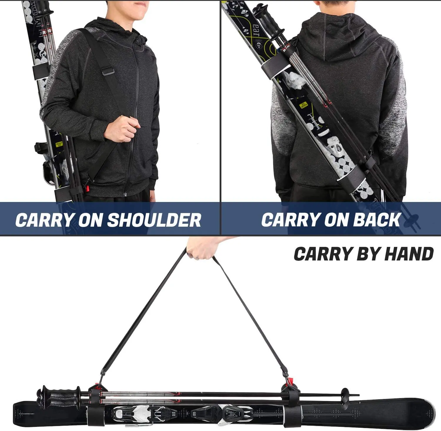 Alpine Ski Boots poles Carrier Straps Protects Skis from Scratches