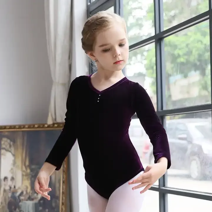 Gymnastics Leotards Pre Made Black Leotard Junior for Adult Girls in Shiny Image Sparkle Long Sleeve Short Sale Cotton Spandex