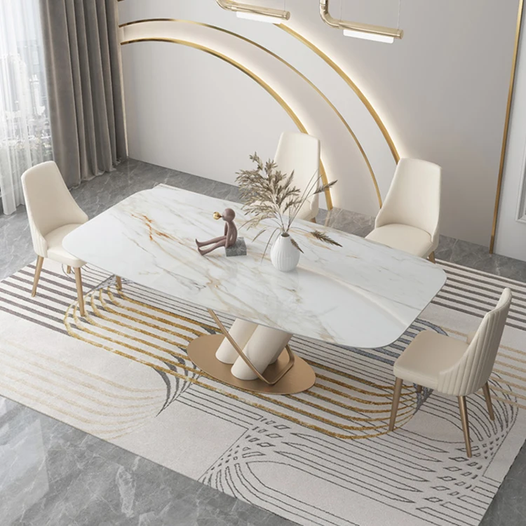 High quality Italian style home small apartment luxury nordic dining family with 6 chairs banquet table set