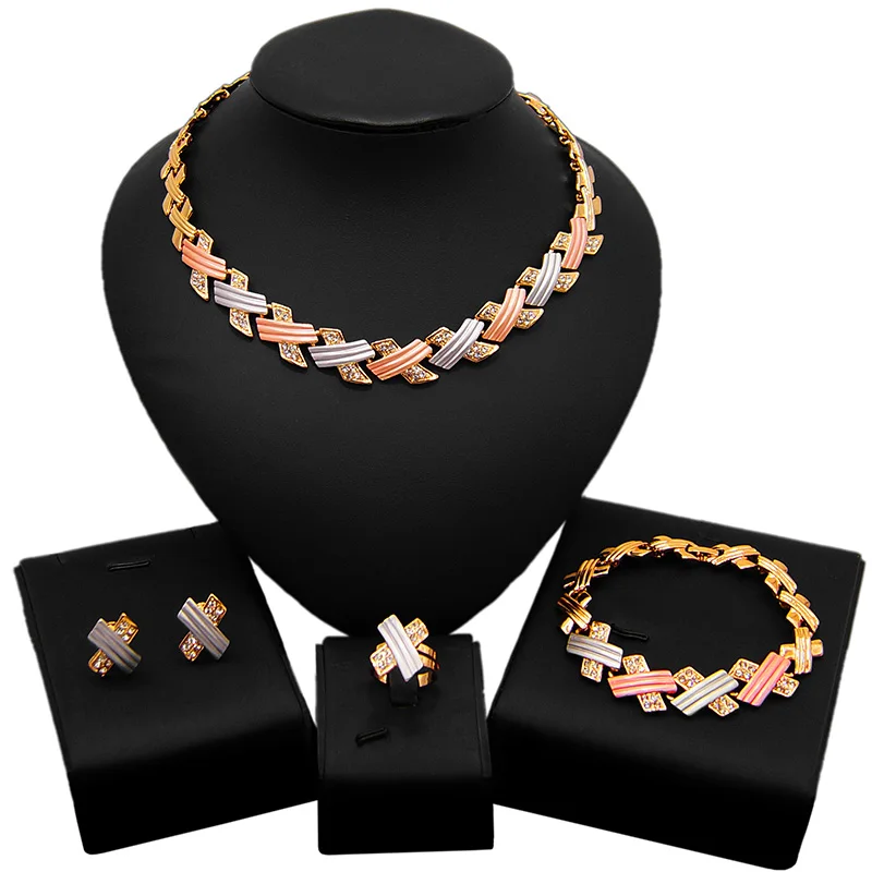 XoXo ювелирный набор из Дубаи, большое ожерелье классические серьги в форме капли воды, браслет серьги кольцо для женщин Свадебные Ювелирные наборы