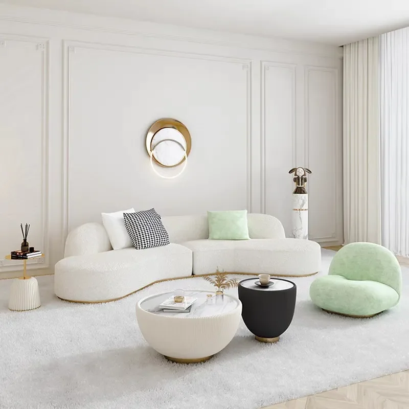 Italian Modern High Quality Premium Luxury Modular Sofa Set Furniture Living Room Lounge velvet Fabric Tufted Curved Sofas