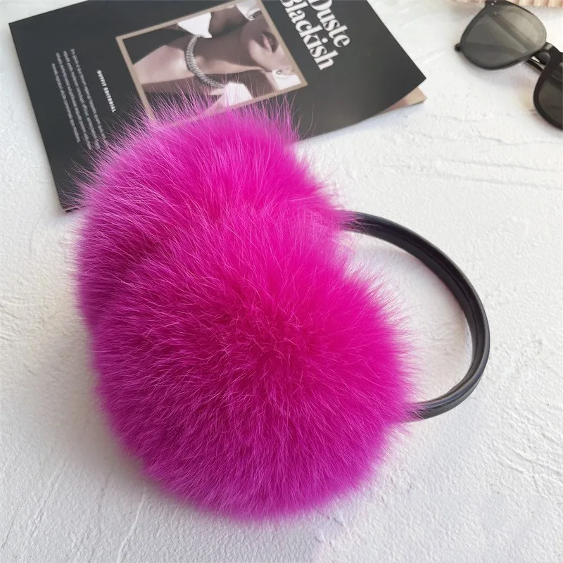 New Popular Winter Warm Women Real Fur Ear Cover Girls Luxury Fluffy Fox Fur Earmuffs